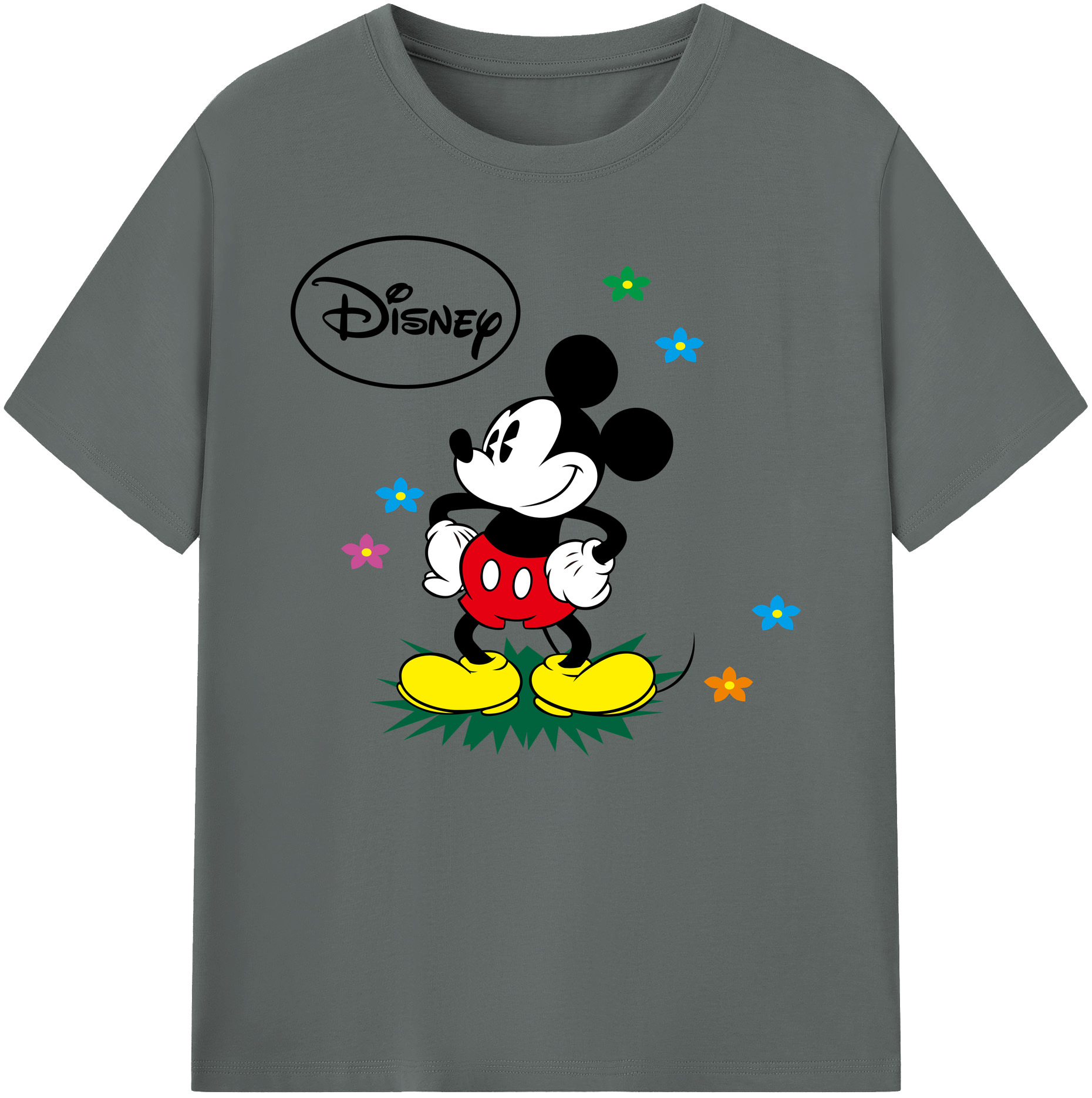 ミッキーマウス Mickey Mouse 綿100％ メンズ半袖Tシャツ｜肌触りやわらか＆通気性